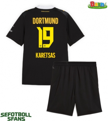 Borussia Dortmund Konstantinos Karetsas #19 Bortaställ Barn 2026-27 Kortärmad (+ Korta byxor)
